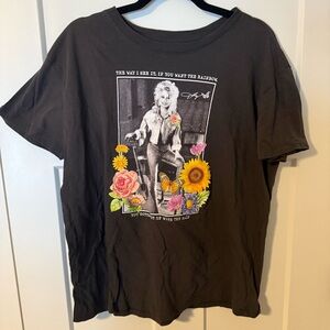 Graphic T-Shirt with Dolly Parton Floral Design